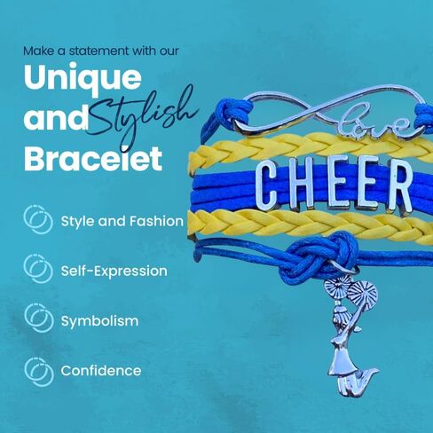 سوار Sportybella Cheer Charm - مجوهرات التشجيع القابلة للتعديل للفتيات إنفينيتي لوف بألوان الفريق للمشجعين (برتقالي/أسود) in Kuwait