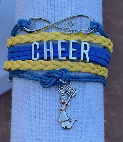 سوار Sportybella Cheer Charm - مجوهرات التشجيع القابلة للتعديل للفتيات إنفينيتي لوف بألوان الفريق للمشجعين (برتقالي/أسود) in Kuwait