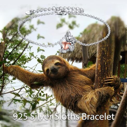 YFN Sloth Gifts 925 فضة استرليني Sloth سوار قلب Sloth Crystal مجوهرات للنساء والفتيات in Kuwait