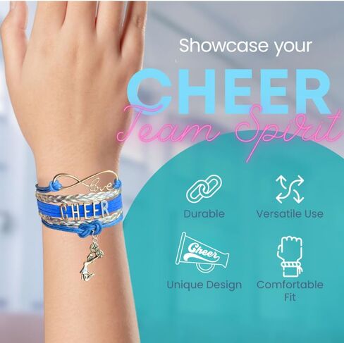 سوار Sportybella Cheer Charm - مجوهرات التشجيع القابلة للتعديل للفتيات إنفينيتي لوف بألوان الفريق للمشجعين (برتقالي/أسود) in Kuwait