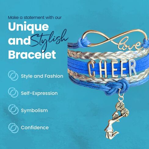 سوار Sportybella Cheer Charm - مجوهرات التشجيع القابلة للتعديل للفتيات إنفينيتي لوف بألوان الفريق للمشجعين (برتقالي/أسود) in Kuwait