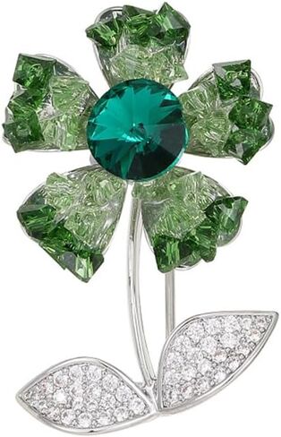 Diamond Flower Brooch, Antique Floral Inspire Brooch CZ Stone Brooch, Nature Inspire Brooch, Vintage Look Botanical Brooch, Unisex Jewelry Gift for Him or Her in Saudi Arabia