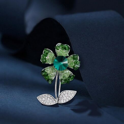 Diamond Flower Brooch, Antique Floral Inspire Brooch CZ Stone Brooch, Nature Inspire Brooch, Vintage Look Botanical Brooch, Unisex Jewelry Gift for Him or Her in Saudi Arabia