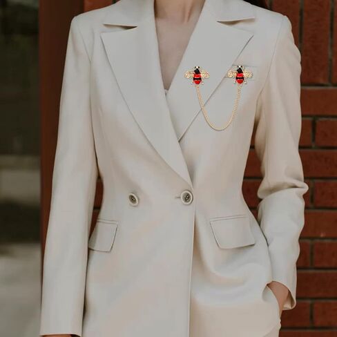 Cute Bee Long Chain Brooch Pin,Animal Insect Bee Chain Tassel Lapel Pin Enamel Bee Suit Pin Jewelry for Women Men Gifts in Saudi Arabia