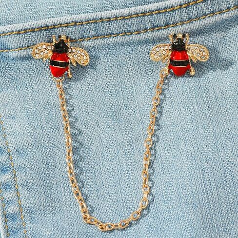 Cute Bee Long Chain Brooch Pin,Animal Insect Bee Chain Tassel Lapel Pin Enamel Bee Suit Pin Jewelry for Women Men Gifts in Saudi Arabia