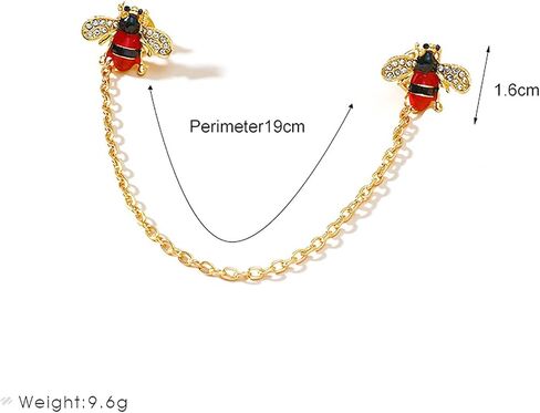 Cute Bee Long Chain Brooch Pin,Animal Insect Bee Chain Tassel Lapel Pin Enamel Bee Suit Pin Jewelry for Women Men Gifts in Saudi Arabia