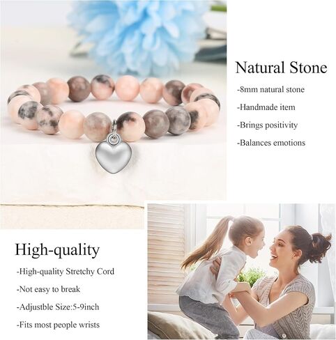 Aospkle to My Daughter Gifts from Mom and Dad, Daughter Bracelet Birthday Graduation Valentine's Day for Women Girl, Stretch Beads Bracelet Jewelry with Gift Message Card in Kuwait