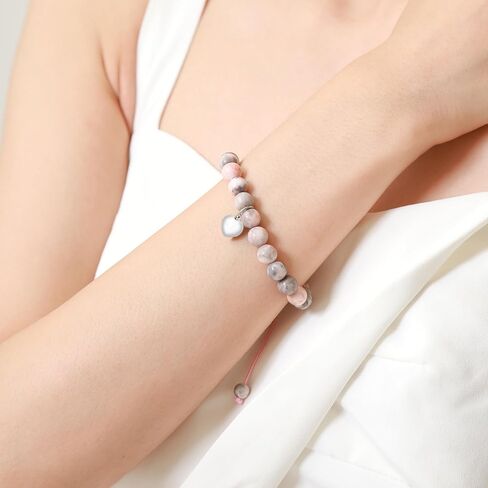 WOSCCOWT الحجر الطبيعي الحلو القلب سحر سوار للفتيات ابنة حفيدة مكافأة ابنة ابنة أخت كبيرة عيد ميلاد التخرج هدايا عيد الميلاد in Kuwait