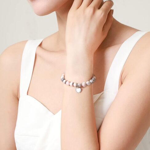 WOSCCOWT الحجر الطبيعي الحلو القلب سحر سوار للفتيات ابنة حفيدة مكافأة ابنة ابنة أخت كبيرة عيد ميلاد التخرج هدايا عيد الميلاد in Kuwait