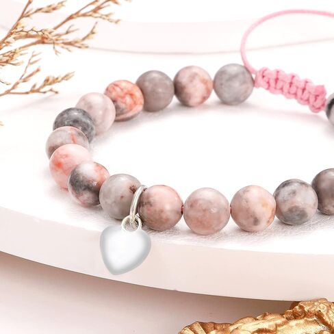 WOSCCOWT الحجر الطبيعي الحلو القلب سحر سوار للفتيات ابنة حفيدة مكافأة ابنة ابنة أخت كبيرة عيد ميلاد التخرج هدايا عيد الميلاد in Kuwait