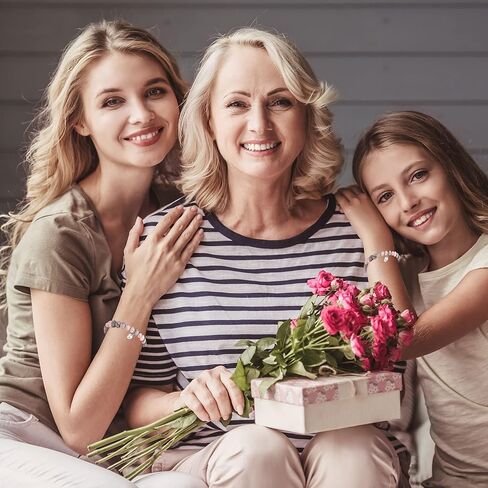 WOSCCOWT الحجر الطبيعي الحلو القلب سحر سوار للفتيات ابنة حفيدة مكافأة ابنة ابنة أخت كبيرة عيد ميلاد التخرج هدايا عيد الميلاد in Kuwait