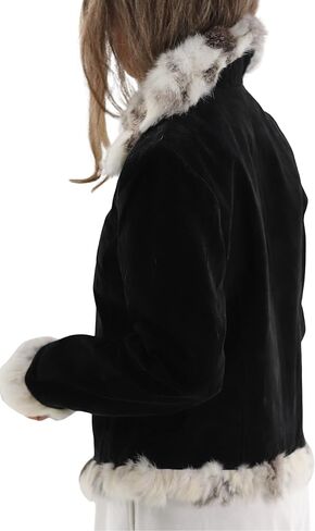 سترة La Fiorentina النسائية من الجلد السويدي مع زخرفة من الفرو in Kuwait