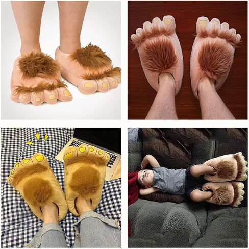 شبشب LIWOWOLI للرجال والنساء ذو ​​الفراء والمغامرة، شباشب مريحة للبالغين للشتاء الدافئ وأقدام الهوبيت in Kuwait