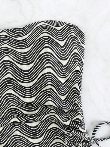 Floerns Women's One Piece Zebra Print Drawstring Side Bandeau Tube Bikini Swimsuit in Saudi Arabia