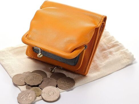 محفظة صغيرة ثنائية الطي للنساء من IJUN، مع حقيبة عملات معدنية بقفل قبلة، جلد مدبوغ أصلي محبب بالكامل in Kuwait