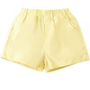JYCPFLIT Girls Summer Shorts-Elastic Waist Pocketed Casual Pants，Summer Casual Shorts Mid Waisted 3-10 Years