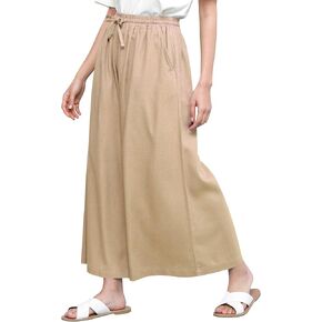 Lock and Love Women's Washed Linen Casual Loose Wide Leg Pants Pocket Pant with Draw String