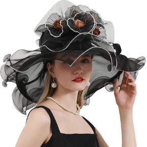 Go Mai Women Kentucky Derby Hat Organza Hats Two Wear Ways,Hat Flower Can Be Used As a Headwear