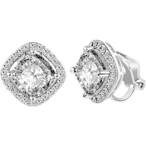 Yoursfs Austrain Crystal Clip on Earrings for Women Fashion 18k Gold Plated Square Rhinestone Clipon Earrings Non Pierced Ears for Women