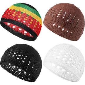 Kufi Hat for Men Knit Kufi Cap Crochet Beanie Kufi Hat Skull Cap for Men Women