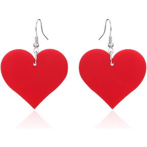 lureme Cute Heart Earrings Red Heart Statement Dangle Earrings for Women and Girls (er005558)