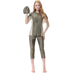Women Burkini Swimsuits Modest Muslim Swimwear Islamic Long Sleeve Full Cover Hijab Top Skirted Swim Capris ​Pants Set