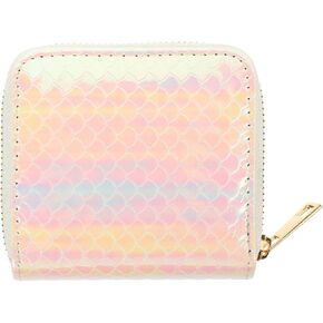 VALICLUD Holographic Mermaid Wallets Rainbow Girls Wallet Coin Purse Credit Holder Zipper (Beige)