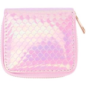 VALICLUD Holographic Mermaid Wallets Rainbow Girls Wallet Coin Purse Credit Holder Zipper (Beige)