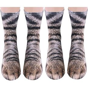 Animal Paws Socks - Funny 3D Animal Socks Crazy Cat Tiger Dog Paw Crew Socks Novelty Socks Gag Gifts
