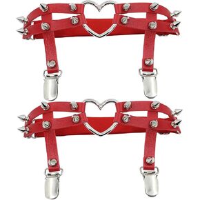 GARGALA Leather Thigh Garter Belt Goth Studded Leg Harness Suspenders for Women Plus Size 2 Pcs