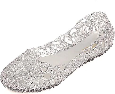 Women's Jelly Sandals Ballet Shoes Slip On Flats Hollow Out Loafers in Saudi Arabia