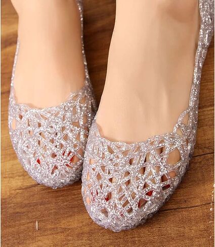 Women's Jelly Sandals Ballet Shoes Slip On Flats Hollow Out Loafers in Saudi Arabia
