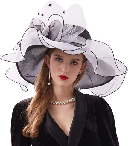 Go Mai Women Kentucky Derby Hat Organza Hats Two Wear Ways,Hat Flower Can Be Used As a Headwear in Kuwait