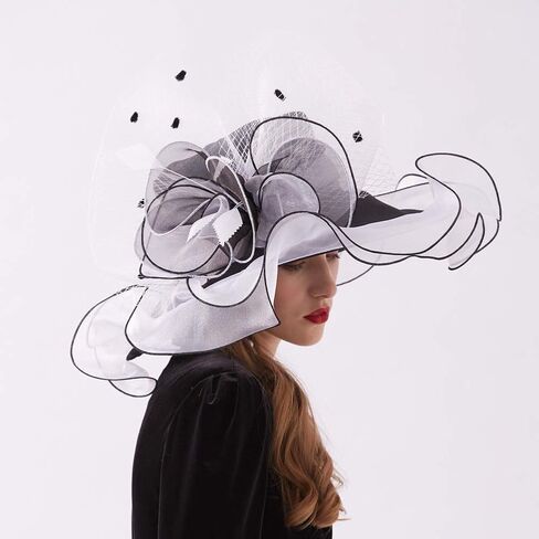 Go Mai Women Kentucky Derby Hat Organza Hats Two Wear Ways,Hat Flower Can Be Used As a Headwear in Kuwait