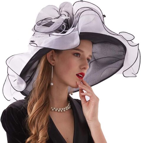 Go Mai Women Kentucky Derby Hat Organza Hats Two Wear Ways,Hat Flower Can Be Used As a Headwear in Kuwait