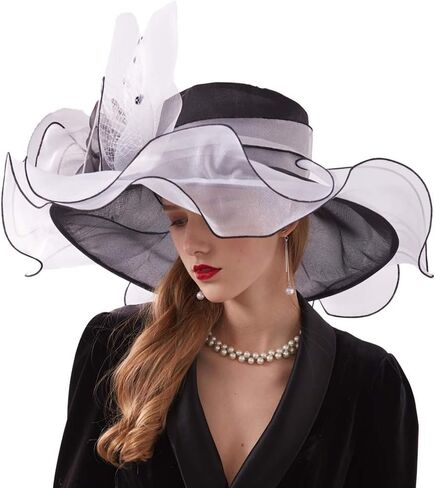 Go Mai Women Kentucky Derby Hat Organza Hats Two Wear Ways,Hat Flower Can Be Used As a Headwear in Kuwait