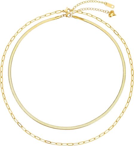 BaubleStar Link Layered Necklace Gold Layering Paperclip Chain Choker for Women in Kuwait