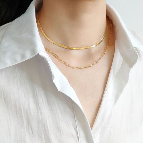 BaubleStar Link Layered Necklace Gold Layering Paperclip Chain Choker for Women in Kuwait