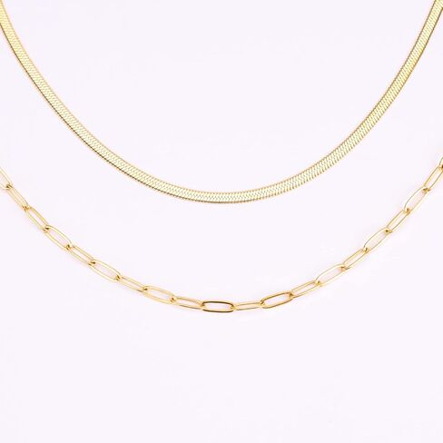 BaubleStar Link Layered Necklace Gold Layering Paperclip Chain Choker for Women in Kuwait