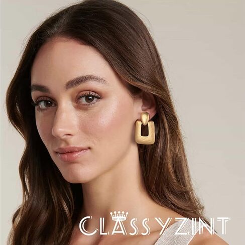 أقراط CLASSYZINT بمشبك ذهبي وفضي للنساء مصنوعة يدويًا من النحاس والمعدن بتصميم عتيق أقراط متدلية مجوهرات هدية in Kuwait