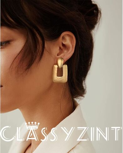 أقراط CLASSYZINT بمشبك ذهبي وفضي للنساء مصنوعة يدويًا من النحاس والمعدن بتصميم عتيق أقراط متدلية مجوهرات هدية in Kuwait