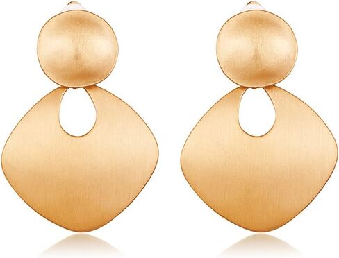 CLASSYZINT Gold Silver Clip On Earring For Women Handmade Brass Metal Retro Statement Dangle Earrings Gift Jewelry in Kuwait