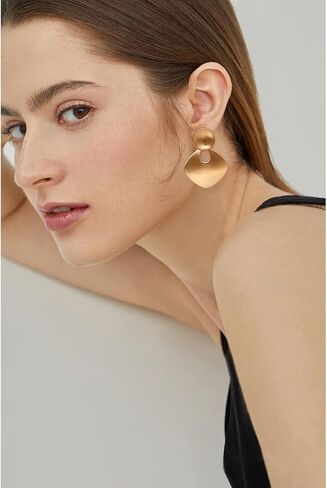 CLASSYZINT Gold Silver Clip On Earring For Women Handmade Brass Metal Retro Statement Dangle Earrings Gift Jewelry in Kuwait