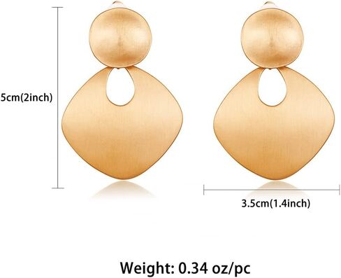 CLASSYZINT Gold Silver Clip On Earring For Women Handmade Brass Metal Retro Statement Dangle Earrings Gift Jewelry in Kuwait