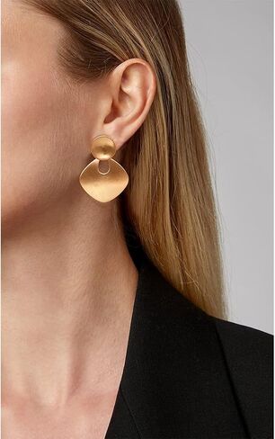 CLASSYZINT Gold Silver Clip On Earring For Women Handmade Brass Metal Retro Statement Dangle Earrings Gift Jewelry in Kuwait