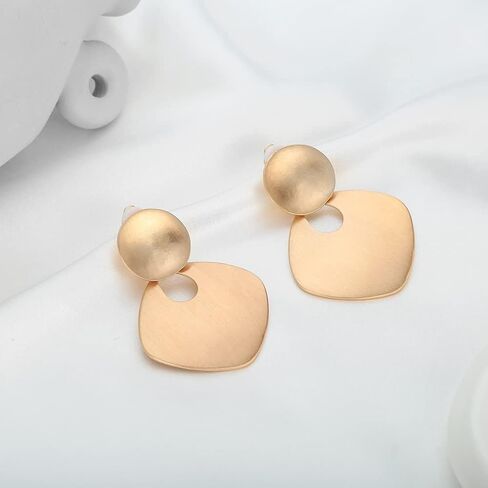 CLASSYZINT Gold Silver Clip On Earring For Women Handmade Brass Metal Retro Statement Dangle Earrings Gift Jewelry in Kuwait