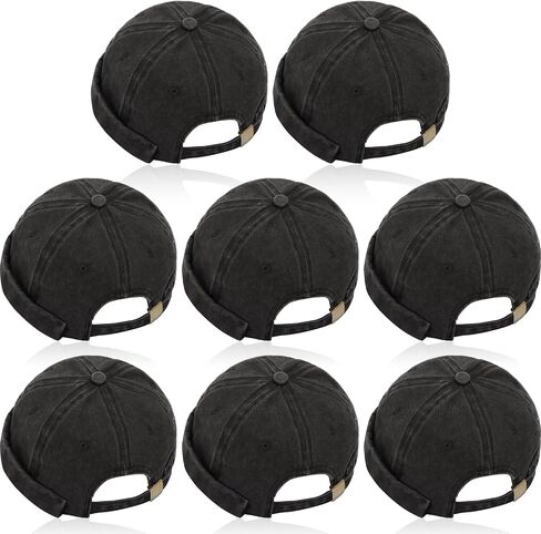 Janmercy 8 قطع قبعات بدون حافة للرجال قابلة للتعديل Skullcap Docker Hat مشبك قبعة صغيرة غسيل قطن بدون حافة قبعات للرجال والنساء in Kuwait