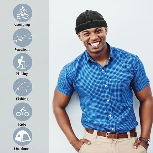 Janmercy 8 قطع قبعات بدون حافة للرجال قابلة للتعديل Skullcap Docker Hat مشبك قبعة صغيرة غسيل قطن بدون حافة قبعات للرجال والنساء in Kuwait