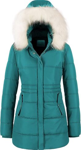 Chrisuno Women's Winter Warm Coats Puffer Jacket Long Drawstring Waterproof Snow Parka With Removable Faux Fur Trim Hood in Kuwait