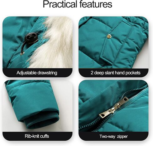Chrisuno Women's Winter Warm Coats Puffer Jacket Long Drawstring Waterproof Snow Parka With Removable Faux Fur Trim Hood in Kuwait